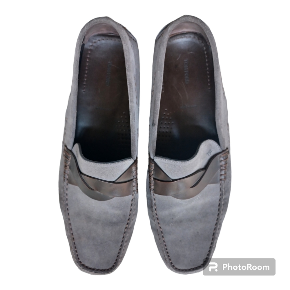TOM FORD  Grey Suede Loafers Driver Moccasins